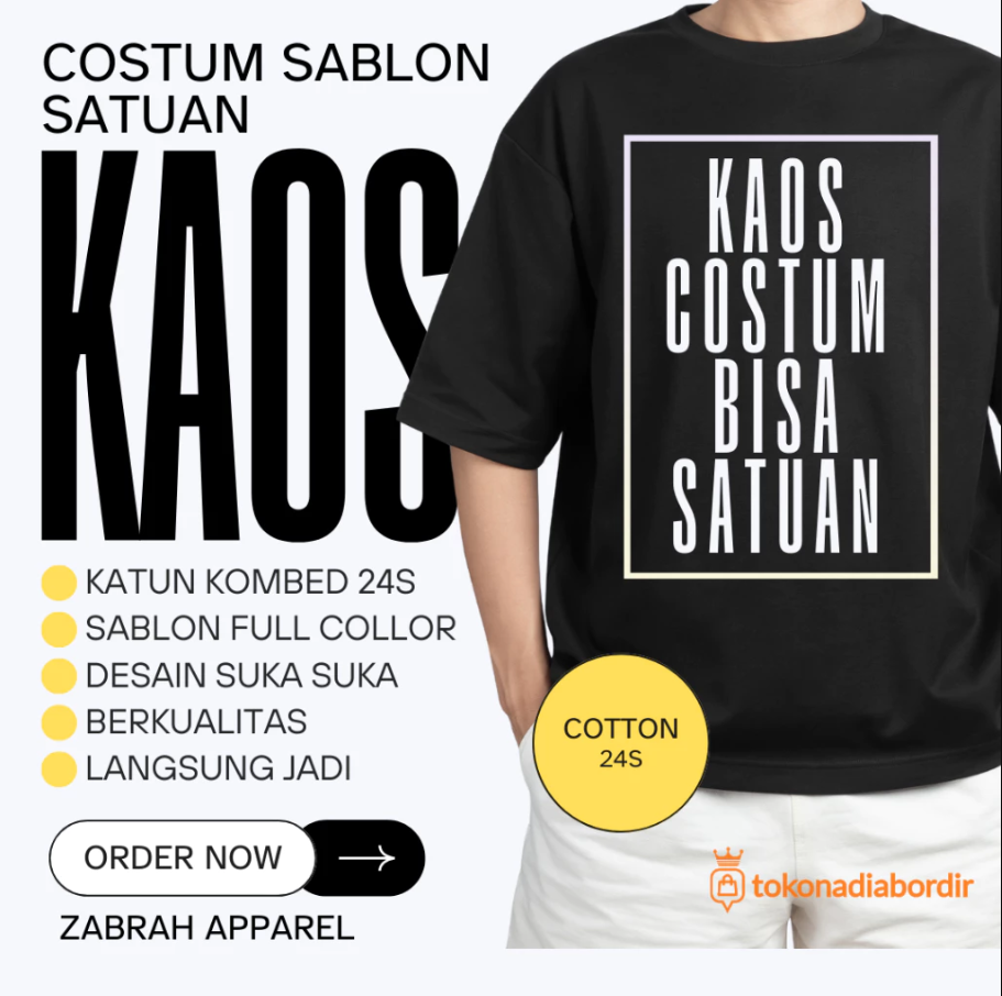 KAOS SABLON COSTUM DTF SATUAN